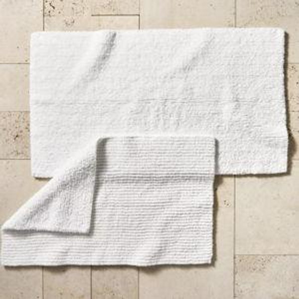 Organic Melange Reversible Bath Rug - White