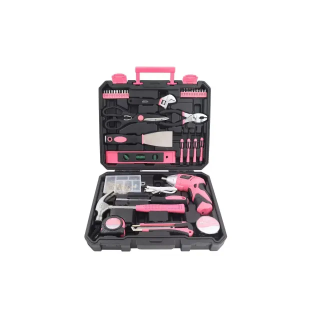 Apollo Tools New and Improved 135pc Household Tool Kit Pink