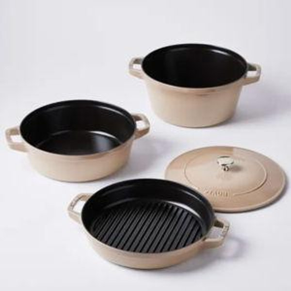 Staub Stackable 4-Piece Cast Iron Cookware Set, 5 Colors