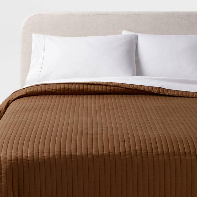 Full/Queen Washed Cotton Sateen Quilt Light Brown - Threshold™