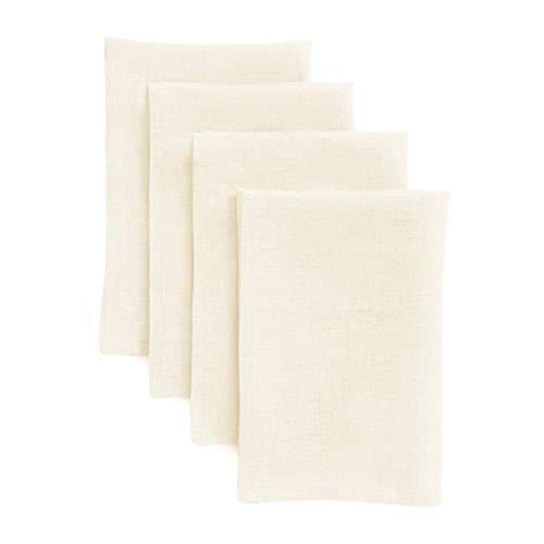 Solino Home Linen Dinner Napkins - 20 x 20 Inch Ivory, 4 Pack Linen Napkins, Athena - 100% European Flax, Soft & Handcrafted with Mitered Corners