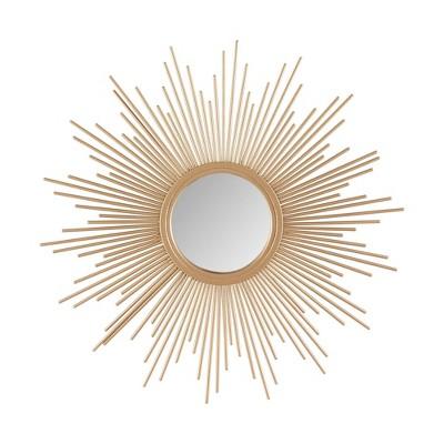 Dia Fiore Sunburst Round Decorative Wall Mirror Gold