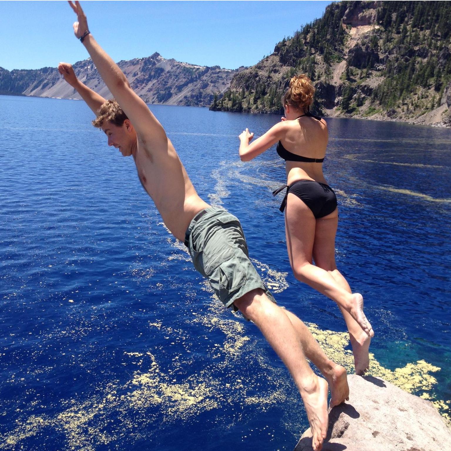 Taking the (cold) plunge into Crater Lake!