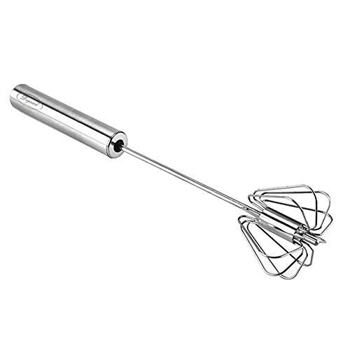 Digead Stainless Steel Egg Whisk, Hand Push Rotary Whisk Blender, Versatile Milk Frother, Hand Push Mixer Stirrer for Blending, Whisking, Beating & Stirring