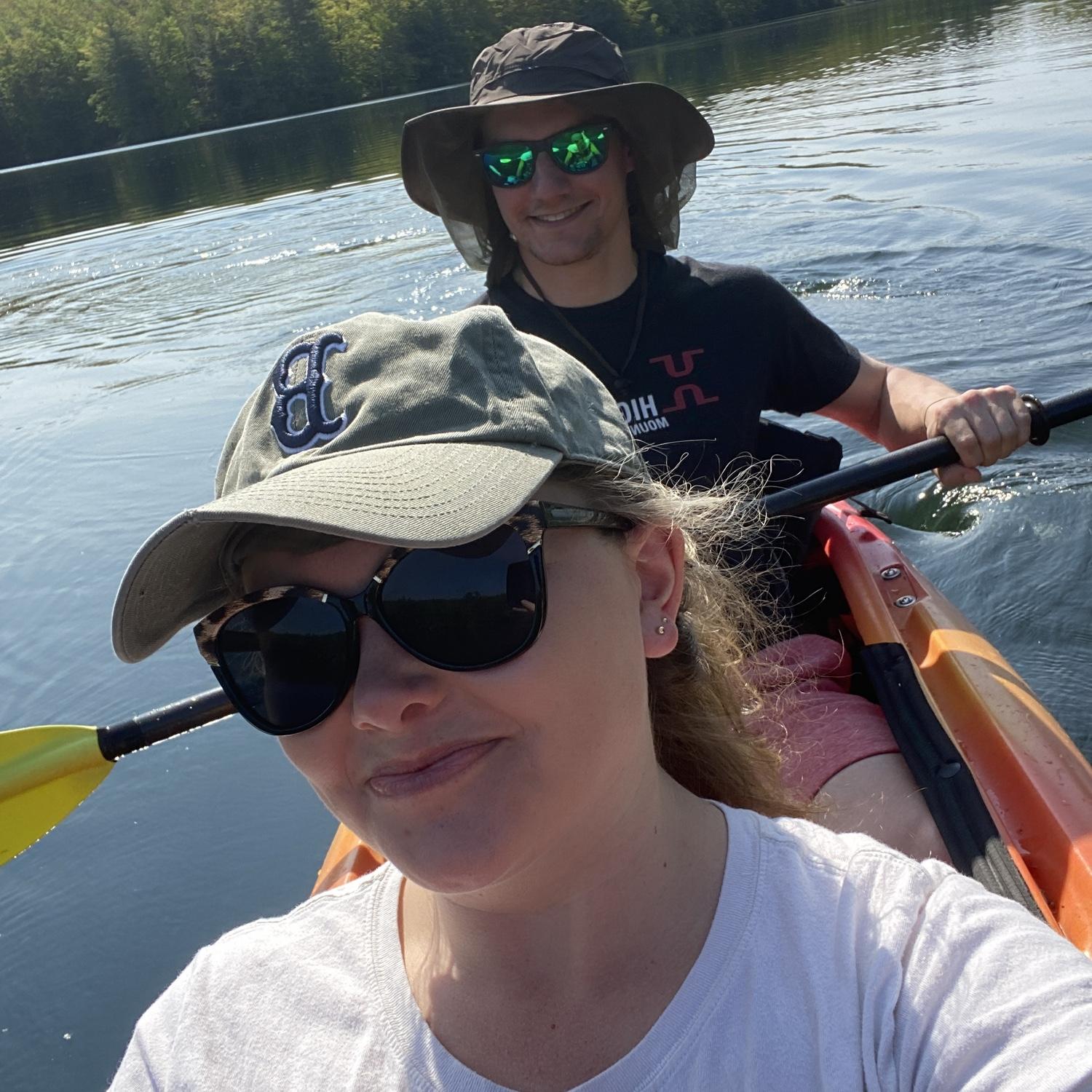 Kayaking on the reservoir in Harrisville, New Hampshire
