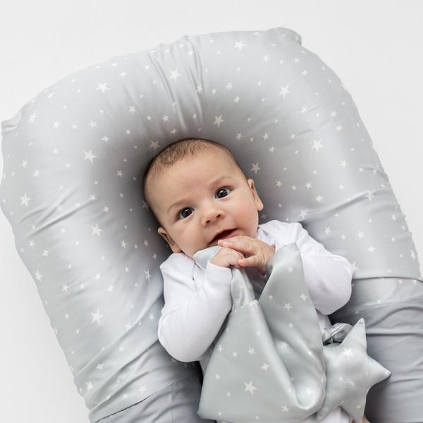 Silk Bed Nest/Bassinet Sheet - White Stars