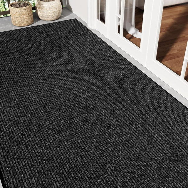 EZ2LIVE Large Commercial Floor Mat, 4' x 8' Outdoor Doormat for Front Door, All-Season Non-Slip Entry Mat, Absorbent and Stain Resist, Easy Clean Heavy Duty Outdoor Mat for High Traffic Area, Black