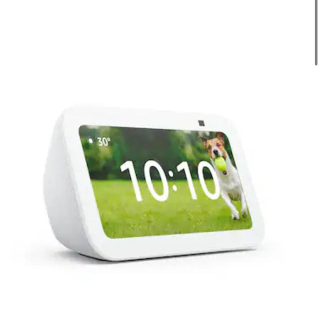 Amazon - Echo Show 5 (newest model), Smart display with Alexa+, 2x the bass and clearer sound - Glacier White