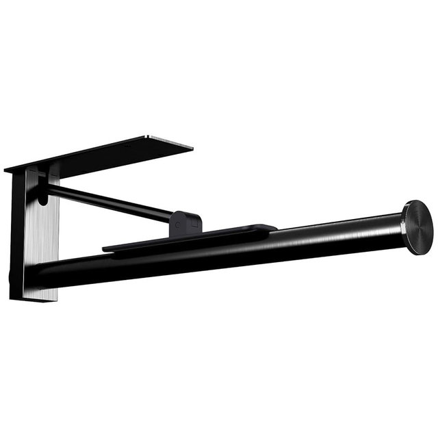 Upgraded Kitchen Paper Towel Holder - One-Hand Tear Under Cabinet Stick-on Towel Rack for Hanging Paper - First Apartment Essentials Wall Mount Self Adhesive Stainless Steel Rack Fits Black