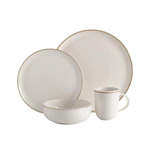 Corona Dinnerware Set 16-pieces Earthenware | Beige Caoba | Hand-Painted | Set de Vajilla 4 puestos | 16 piezas | Ceramica | Artisan Decor