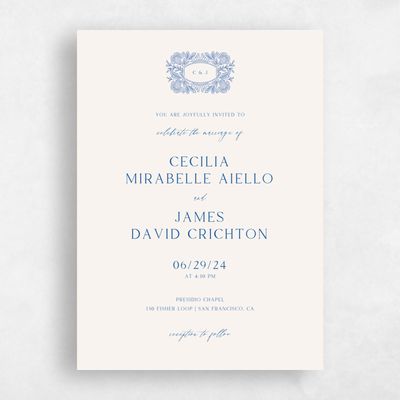 Dark Cobalt, Blue Wedding Invitation - Caleania Classic