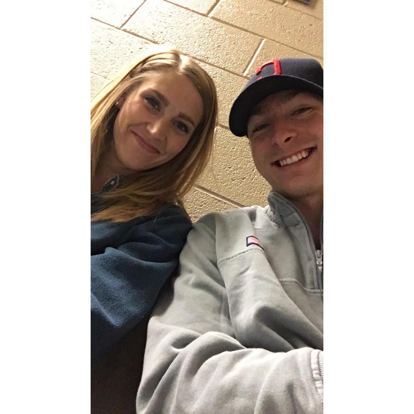 Our first date- dinner and an ice skating lesson for Courtney