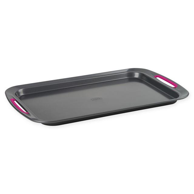 Trudeau® Nonstick 11-Inch x 17-Inch Carbon Steel Cookie Sheet in Grey/Fuchsia