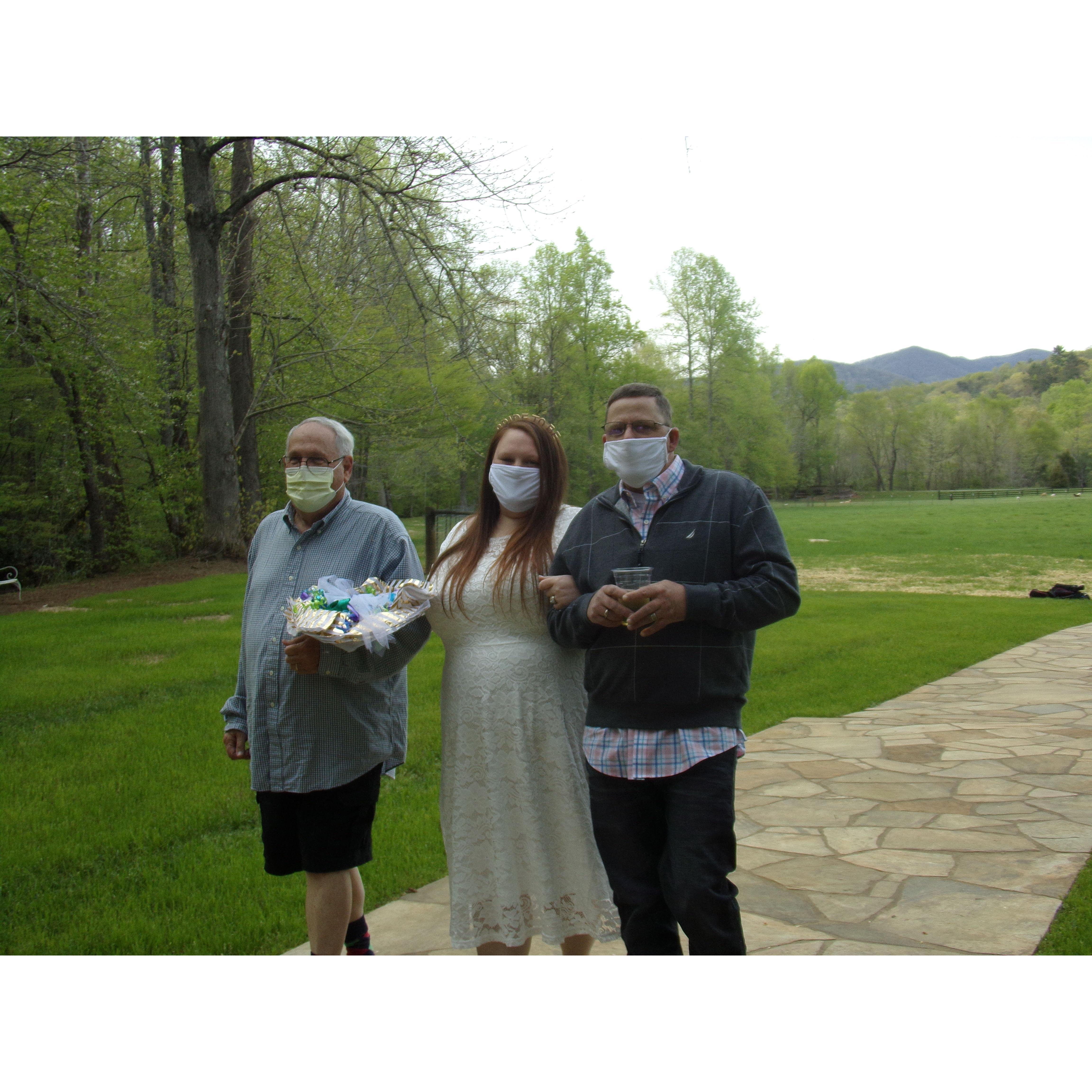 The Bride and her grandfather Pop Pop (left) and father (right) during Rehearsal!
