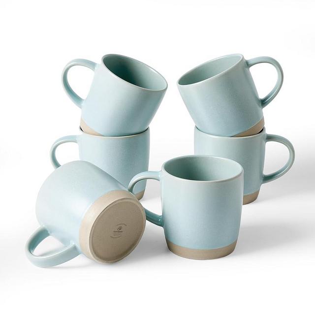 famiware Coffee Mugs Set of 6, Milkyway 13 oz Mug Set, Ceramic Cup Set with Handle for Coffee, Tea, Cocoa, Milk, Light Blue