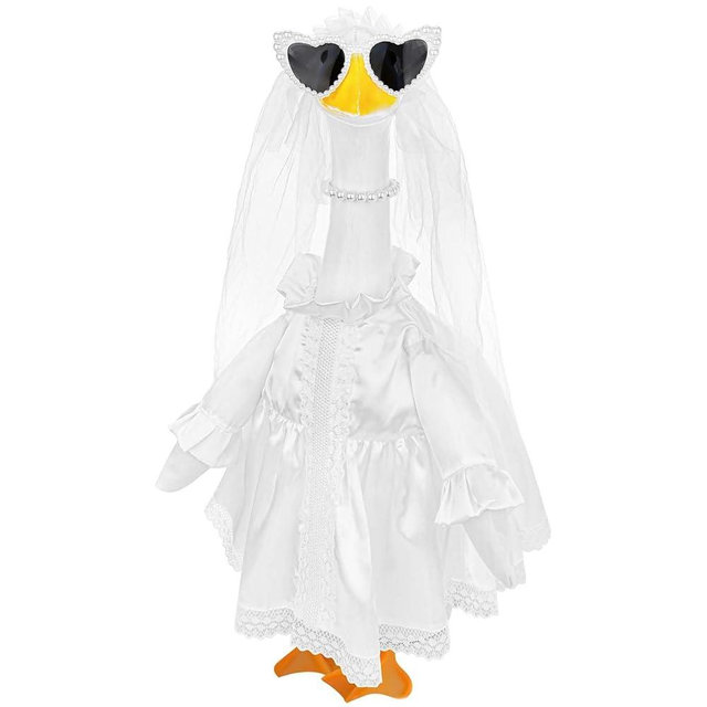 JcHrmers Bride Porch Goose Outfits Bride to Be Goose Outfits 23" Plastic or Cement Goose Decor Garden Yard Lawn Geese Costume for Wedding Bachelorette Party Bridal Shower Decor