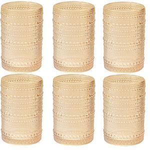 XKXKKE Amber Hobnail Beaded Drinking Glasses Set of 6, 15 oz Vintage Glassware Set Romantic Water Glasses Tumbler, Water Cups, Clear Embossed Glassware Set for Beer, Juice, Cocktail, Soda, Beverages