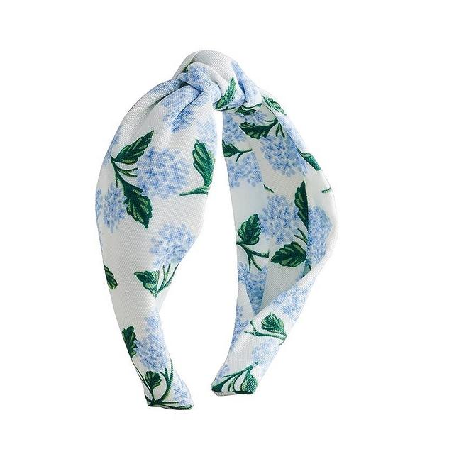 RIFLE PAPER CO. Hydrangea Headband, Knotted Fabric Floral Pattern, Design Printed Over Structured Full Polyester on Durable Plastic Band, 1 Count