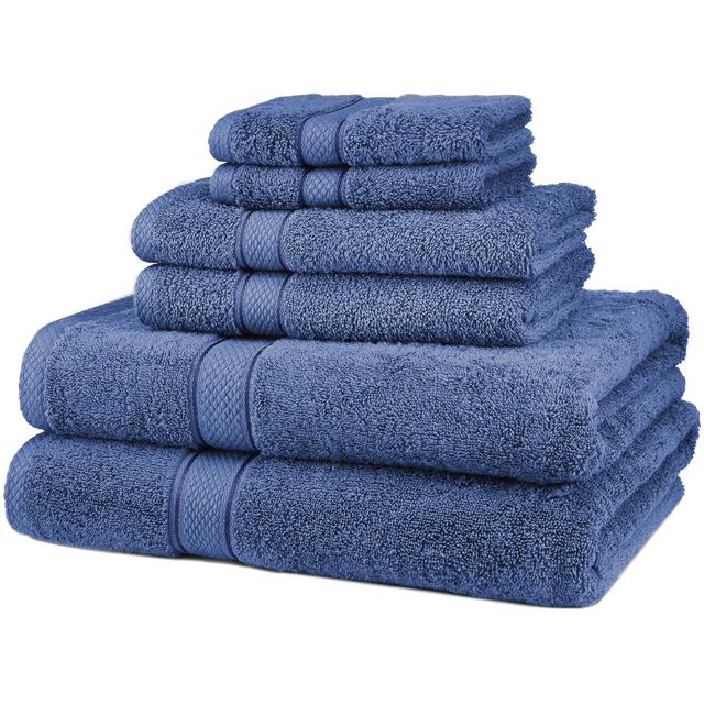 Amazon Brand – Pinzon 6 Piece Blended Egyptian Cotton Bath Towel Set - Wedgewood