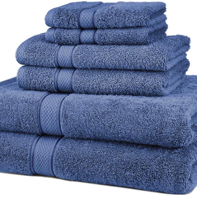 Amazon Brand – Pinzon 6 Piece Blended Egyptian Cotton Bath Towel Set - Wedgewood