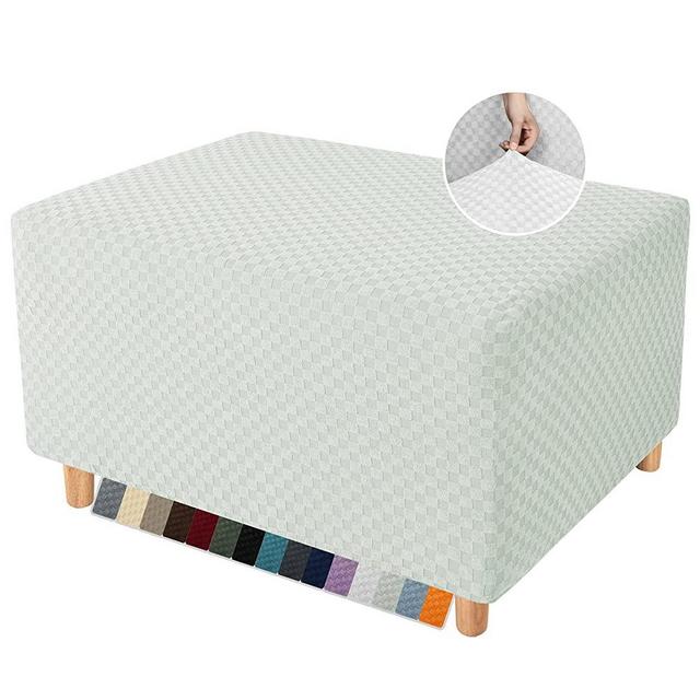 YEMYHOM Ottoman Cover Latest Jacquard Design High Stretch Folding Storage Footstool Protector Rectangle Removable Slipcover (Ottoman X-Large, Ivory)