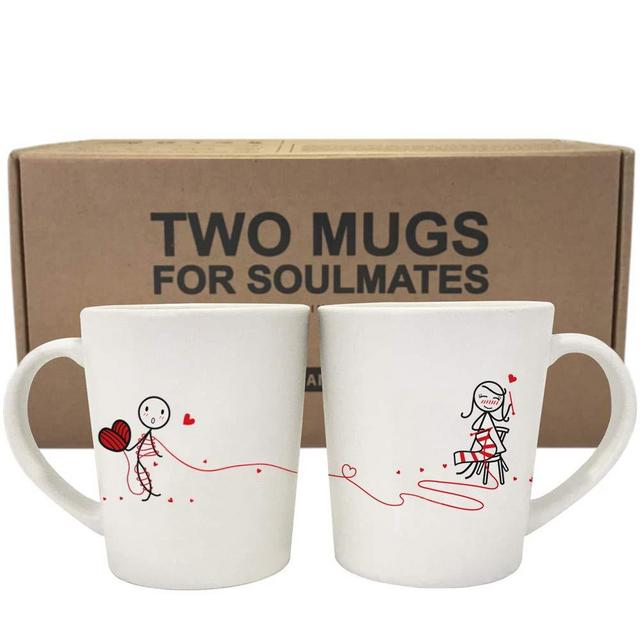 BoldLoft Love Ties Us Together Couples Coffee Mugs- Knitting Gifts for Knitters-His and Hers Gifts for Couples-Wife Gifts For Her Gifts Anniversary Valentines Day Wedding Christmas