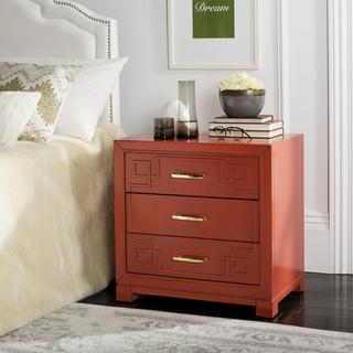 Raina Three Drawer Greek Key Nightstand