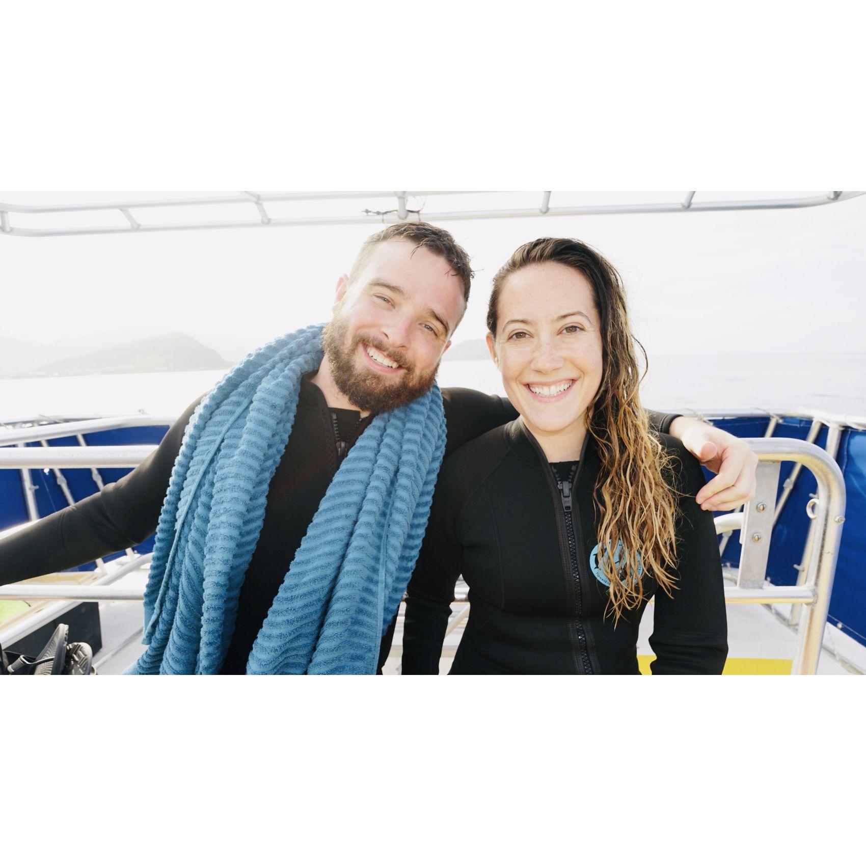 Out of the city and into the water!  Between snorkeling with pods of wild dolphins, executing the perfect cannon ball, and diving with sea turtles, these two never missed a beat! 
-Hawaii 2022