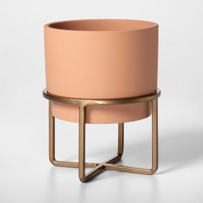 Stoneware Planter With Stand Orange/Gold - Project 62™