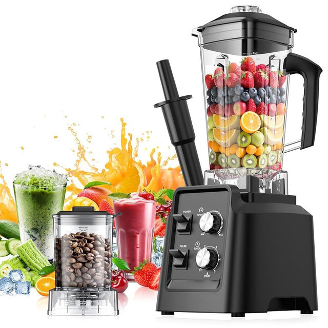 Blender, 68Oz. Countertop Blenders with 20Oz. Grinder, 28000 RPM Kitchen Blender for Smoothies, Ice Crushing, Frozen Fruits, Self-Cleaning, Speed Adjustable. Black
