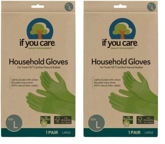 If You Care Latex Gloves, Large – 1 Pair (Pack of 2) – For Gardening, Dishwashing, Cleaning Kitchen and Bathroom – 100% Cotton Lined, Reusable for Women and Men, Green