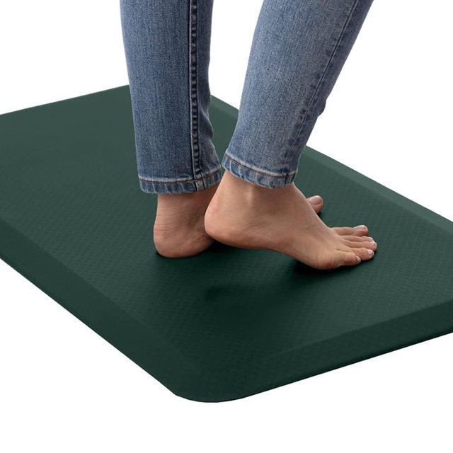 Kangaroo 3/4 Inch Thick Superior Cushion, Stain Resistant Kitchen Rug and Anti Fatigue Cushioned Foam Comfort Floor Padding, Stand Up Desk Mats, Washable Standing Decor Mat, 70x24, Hunter Green