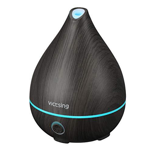 VicTsing Upgraded Mini Oil Diffuser 130ml, Easy to Use Super Quiet Essential Oil Diffuser, Aromatherapy Diffuser with Waterless Auto Shut-Off, 8 Color LED Lights and BPA-Free for Home Office(Black)