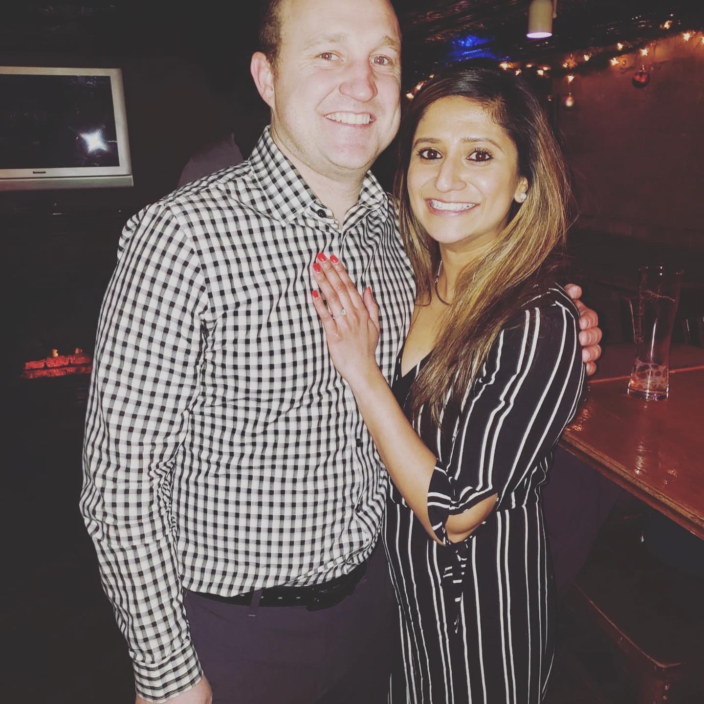 At Emmit's- After Michael proposed, he surprised Aneri with a celebration with their closest friends and family. We were both ecstatic!