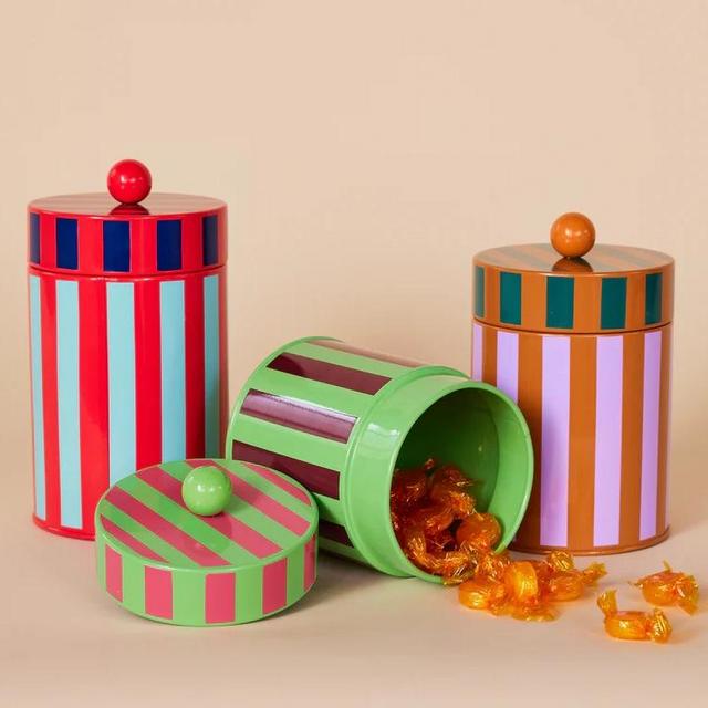 Set of 3 Striped Canisters
