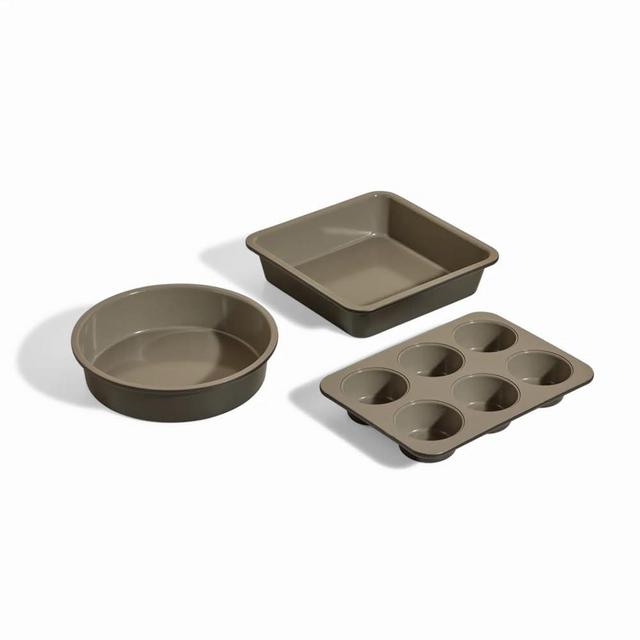Our Place Wonder Oven Baker’s Kit – 3-Piece Toxin-Free Ceramic Nonstick Bakeware Set (8” Round, 8” Square, 6-Cup Muffin Pan) - Oven-Safe up to 450°F - Char