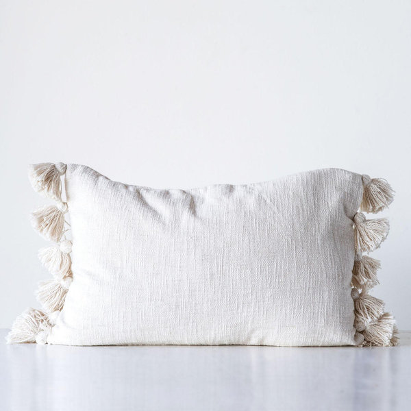 Storied Home Woven Cotton Slub Lumbar Pillow - Thumbnail 3