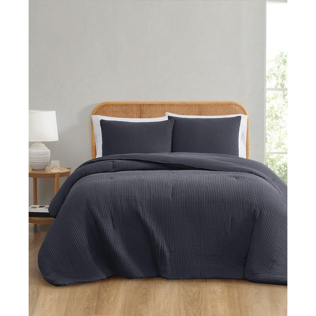 Truly Soft Textured Waffle 3 Piece Comforter Set, King