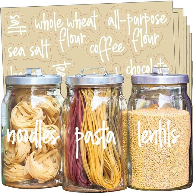 Talented Kitchen 135 White Script Pantry Labels – White Pantry Label Sticker Ingredients. Water Resistant, Food Jar Labels. Jar Decals f/Pantry Organization Storage (Set of 135 – White Script Pantry)