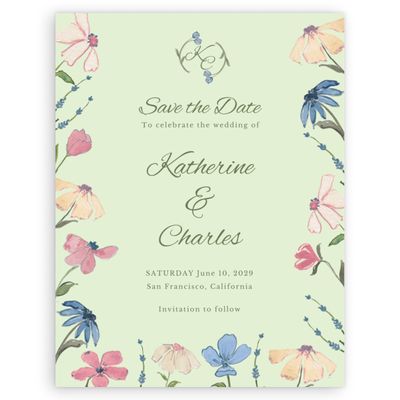 Light Green Wedding Digital Save the Date - Mireille Portrait