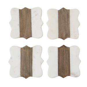 Quatrefoil Marble & Wood Coasters