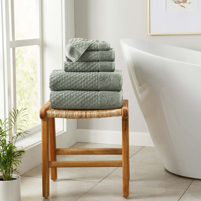 Cotton Quick-Dry Diamond Textured Bath Towel - Great Bay Home