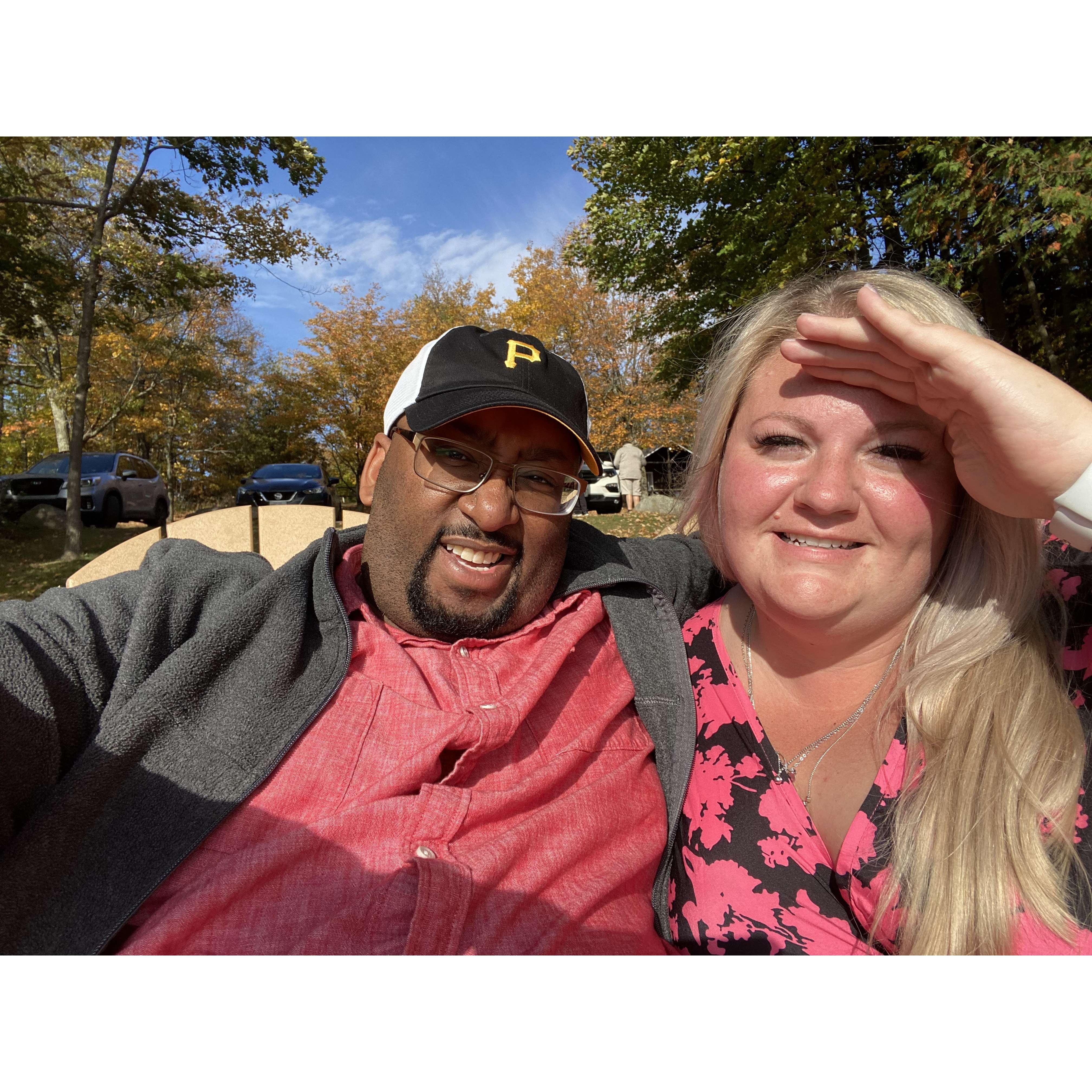 Mike took this selfie just before his surprise proposal at the top of Mount Philo in Vermont.