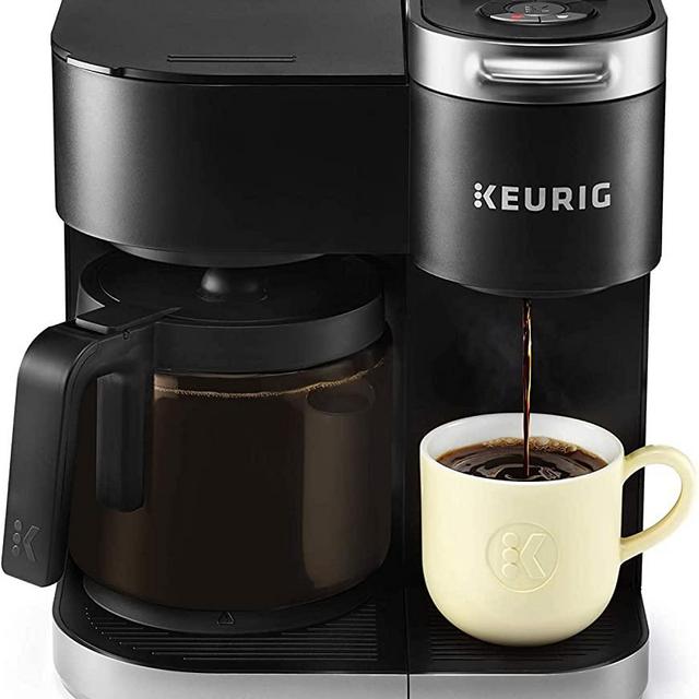 K-Duo Coffee Maker, Single Serve and 12-Cup Carafe Drip Coffee Brewer, Compatible with K-Cup Pods and Ground Coffee, Black- 1 Pack