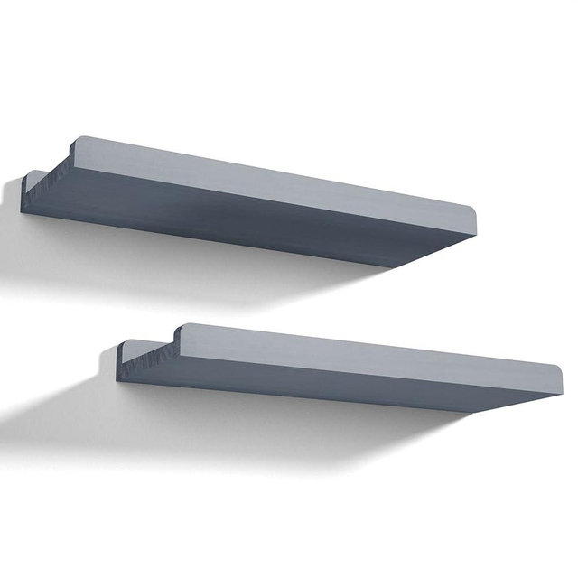 Love-KANKEI Floating Shelves Wall Mounted Set of 2, 17 Inch Rustic Wood Wall Shelves for Storage, Bedroom Living Room Bathroom Kitchen Office and More Weathered Grey