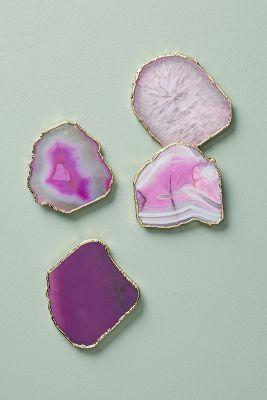 Agate Coaster -2 Rose and 2 Amethyst