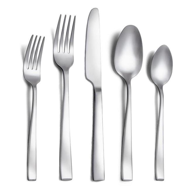 40 Piece Silverware Set Service for 8, EIUBUIE Premium Stainless Steel Cutlery Set, Matte Finish Flatware Sets Durable Solid, Modern Kitchen Tableware Eating Utensil Set Include Spoons Forks Knives