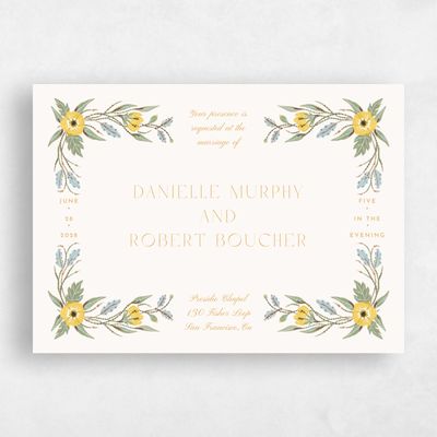 Beige Floral Wedding Invitation - Jardin Landscape