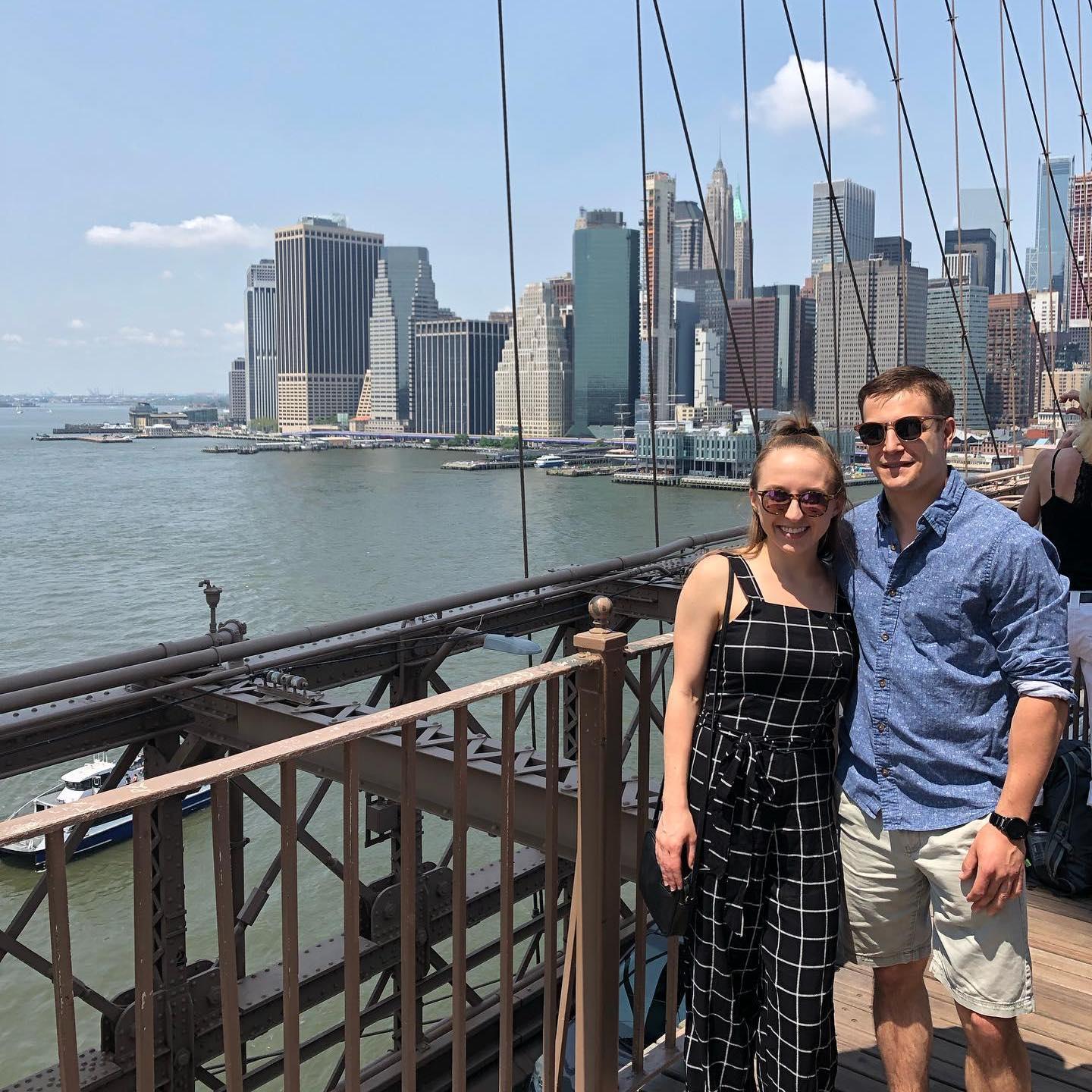 Exploring New York City while visiting bridesmaid Steph and groomsman Cam. They love to travel together & can't wait for their honeymoon in Curacao!