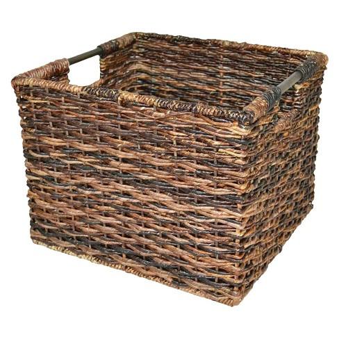 Wicker Large Milk Crate Dark Brown - Threshold™
